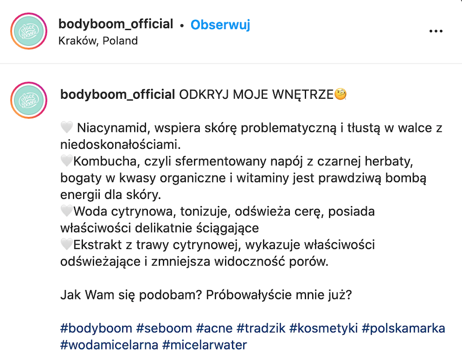 Strategia marki i komunikacji na Instagramie Bodyboom